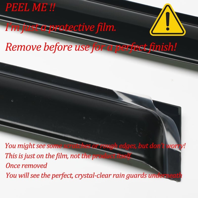 Deebior 94462 Side Window Visor Vent Deflector fit for 2012-2015 Honda Civic 4-Door Sedan,4pcs Outside Mount Tape-on Shatterproof Dark Smoke Window Shades Sun Rain Guard - Image 4